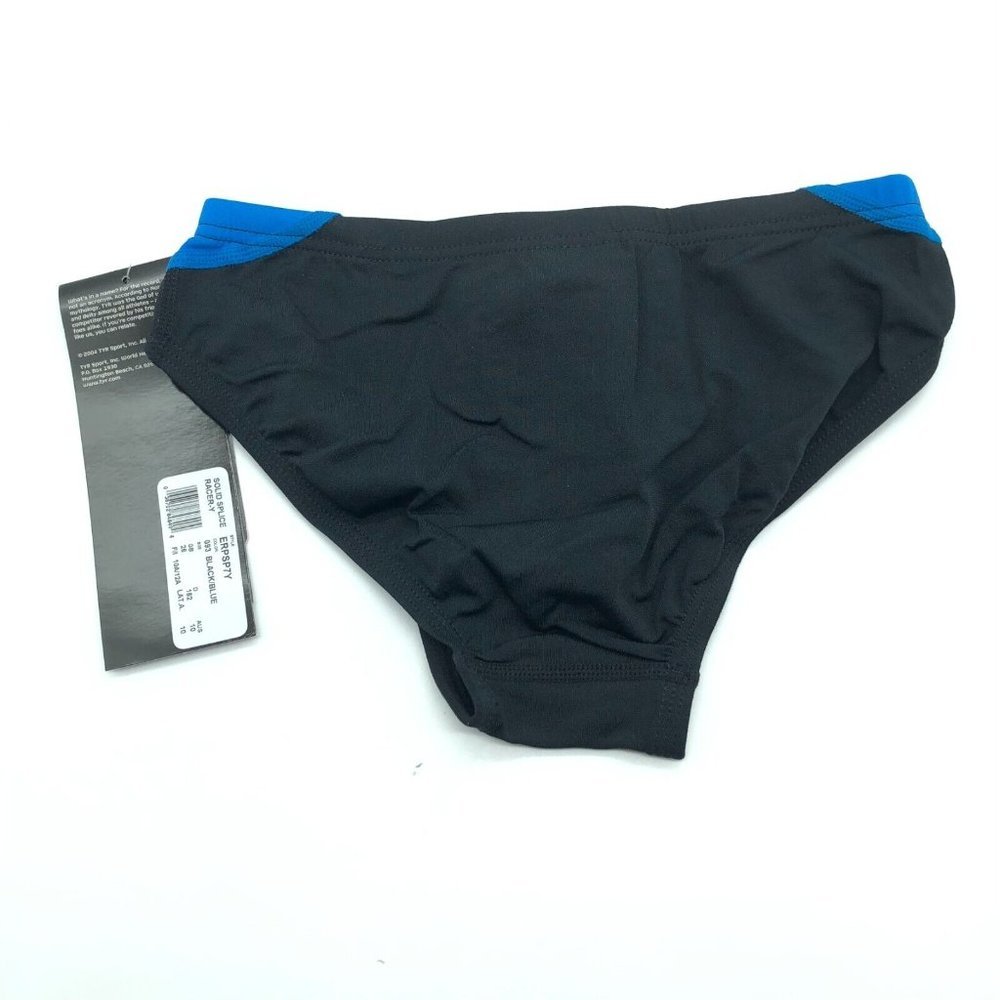 TYR Boys Swimwear Racer Bottoms Briefs Drawstring Blue Black 26 US 10/12 - Picture 2 of 7
